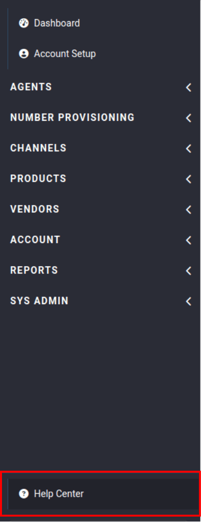 help center tab at the bottom of the sidebar